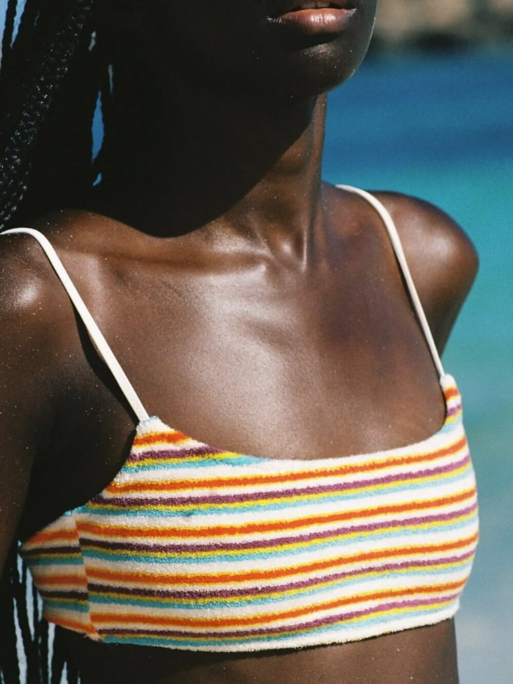 Triangl Mica Terry Towelling Crop Bikini SET - Bonn Rainbow Stripe - Size Small - Picture 7 of 8